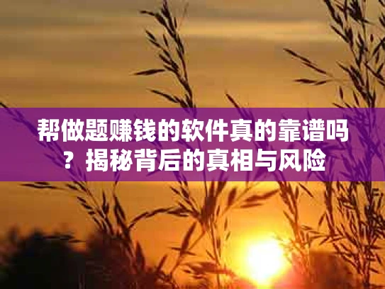 帮做题赚钱的软件真的靠谱吗？揭秘背后的真相与风险