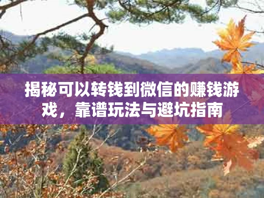 揭秘可以转钱到微信的赚钱游戏，靠谱玩法与避坑指南
