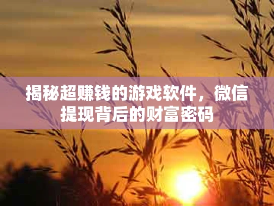 揭秘超赚钱的游戏软件，微信提现背后的财富密码