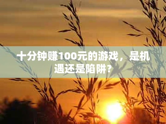 十分钟赚100元的游戏，是机遇还是陷阱？