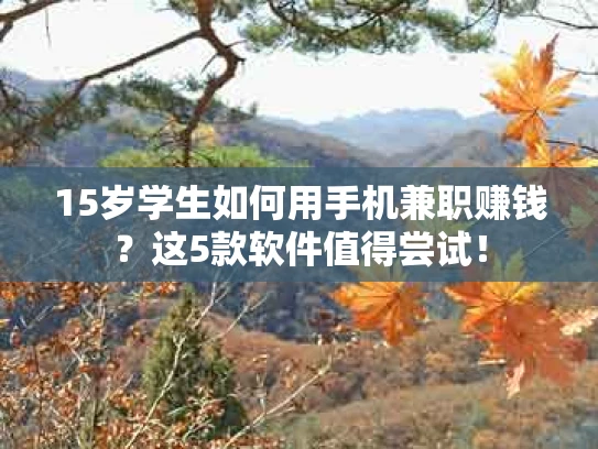 15岁学生如何用手机兼职赚钱？这5款软件值得尝试！