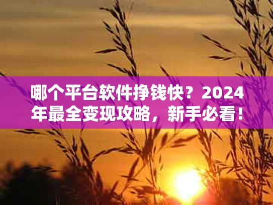 哪个平台软件挣钱快？2024年最全变现攻略，新手必看！