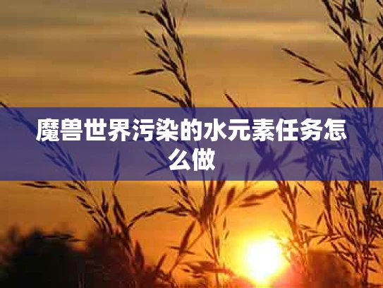 魔兽世界污染的水元素任务怎么做