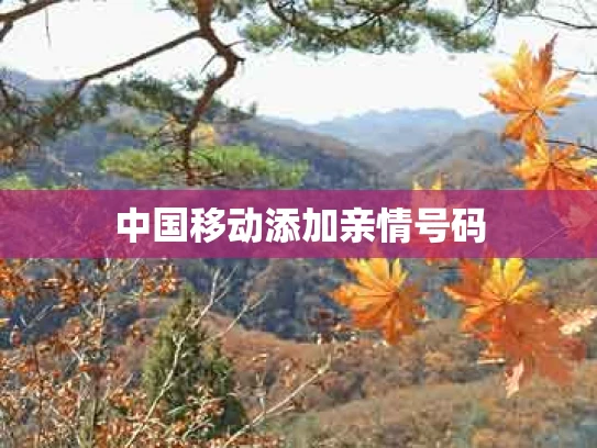 中国移动添加亲情号码