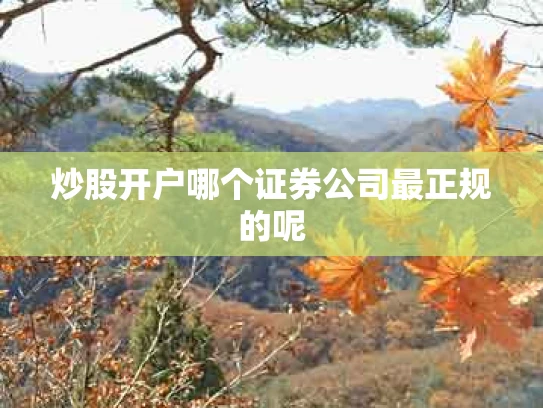 炒股开户哪个证券公司最正规的呢