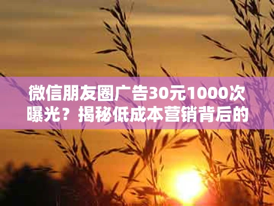 微信朋友圈广告30元1000次曝光？揭秘低成本营销背后的真相