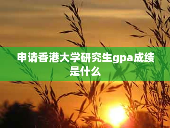 申请香港大学研究生gpa成绩是什么