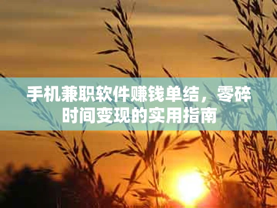 手机兼职软件赚钱单结，零碎时间变现的实用指南